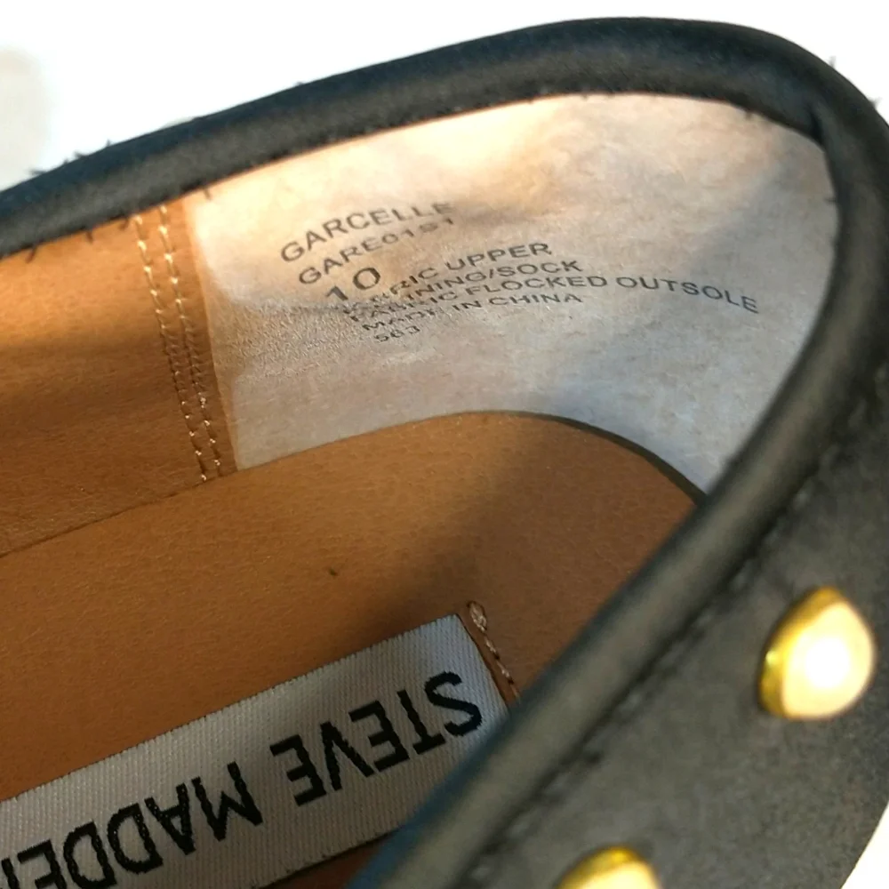 Steve Madden size 10 black satin with pearl accent slip-ons EUC (F) - Picture 7 of 7